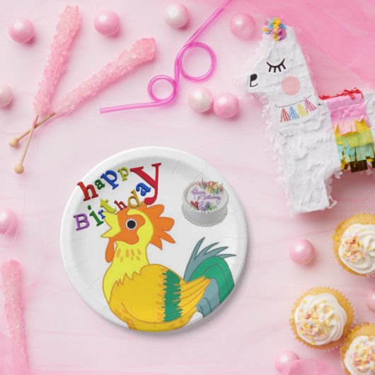 Assiettes En Carton Plaques en papier d'anniversaire, coq (Fête)