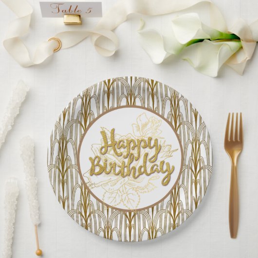 Assiettes En Carton Plaques en papier d'anniversaire dorées (Mariage)