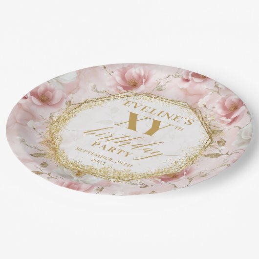 Assiettes En Carton Plaques en papier d'anniversaire floues brillantes (Angle)