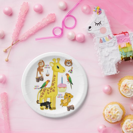 Assiettes En Carton Plaques en papier d'anniversaire, Giraffe (Fête)