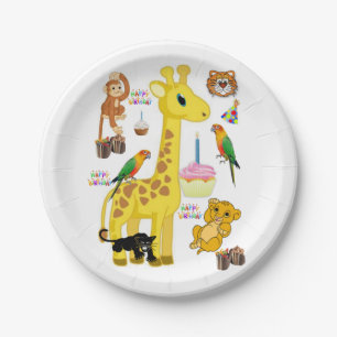 Assiettes En Carton Plaques en papier d'anniversaire, Giraffe