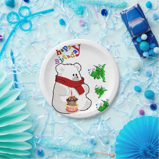 Assiettes En Carton Plaques en papier d'anniversaire, Ours polaire (Fête)
