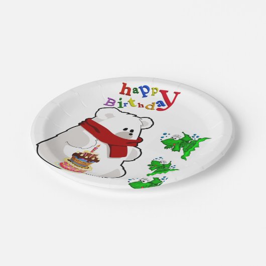 Assiettes En Carton Plaques en papier d'anniversaire, Ours polaire (Angle)