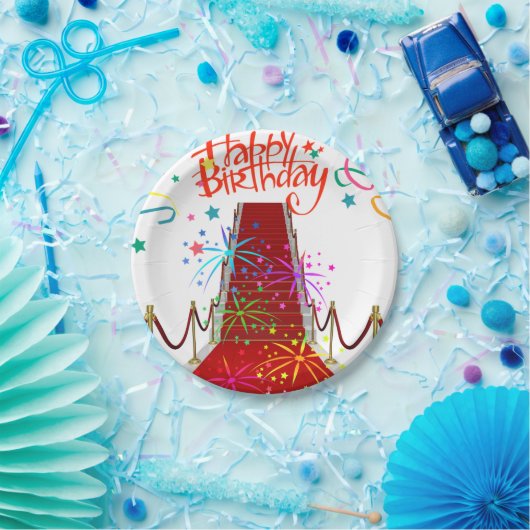 Assiettes En Carton Plaques en papier d'anniversaire, tapis rouge (Fête)