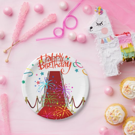 Assiettes En Carton Plaques en papier d'anniversaire, tapis rouge (Fête)