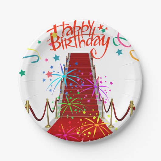 Assiettes En Carton Plaques en papier d'anniversaire, tapis rouge (Devant)