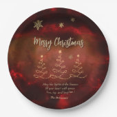 Assiettes En Carton Plaques en papier d'arbre de Noël d'or rouge moder (Devant)