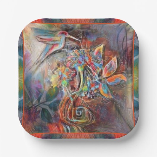 Assiettes En Carton Plaques en papier d'art de Hummingbird Flight Soft (Recto)