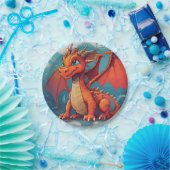 Assiettes En Carton Plaques en papier d'art rouge Dragon (Fête)