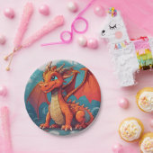 Assiettes En Carton Plaques en papier d'art rouge Dragon (Fête)