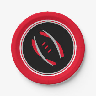 Assiettes En Carton Plaques en papier de 7 pouces Crimson/Grey/Black F