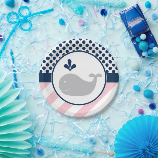 Assiettes En Carton Plaques en papier de baleine rose (Fête)