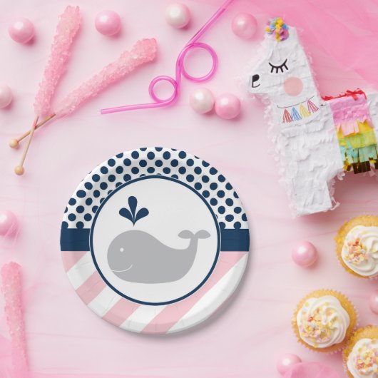 Assiettes En Carton Plaques en papier de baleine rose (Fête)