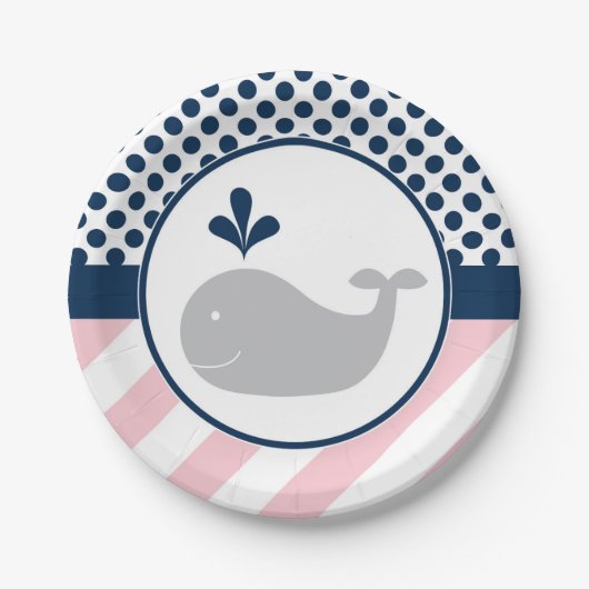 Assiettes En Carton Plaques en papier de baleine rose (Devant)