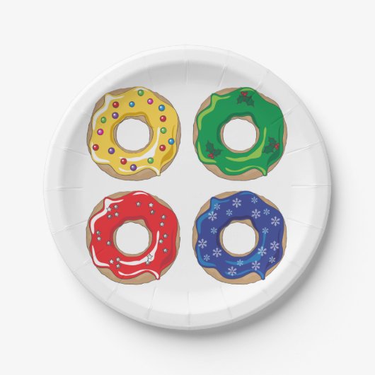 Assiettes En Carton Plaques en papier de beignets de Noël (Devant)