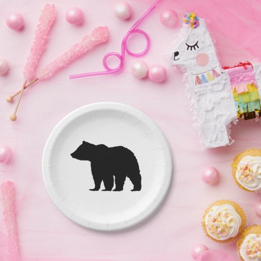 Assiettes En Carton Plaques en papier de Camping Wilderness Ours Noir (Fête)