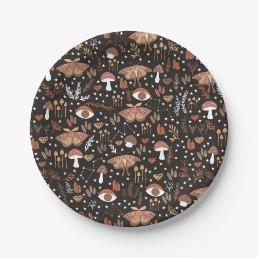 Assiettes En Carton Plaques en papier de champignons de bois (Devant)