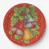 Assiettes En Carton Plaques en papier de cloches de Noël (Devant)