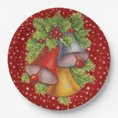 Assiettes En Carton Plaques en papier de cloches de Noël (Devant)