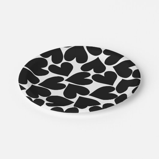 Assiettes En Carton Plaques en papier de coeur noir (Angle)