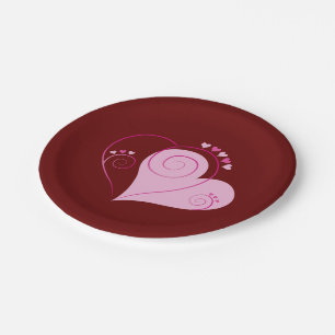 Assiettes En Carton Plaques en papier de coeur rose