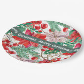 Assiettes En Carton Plaques en papier de conception de Noël Poinsettia (Angle)