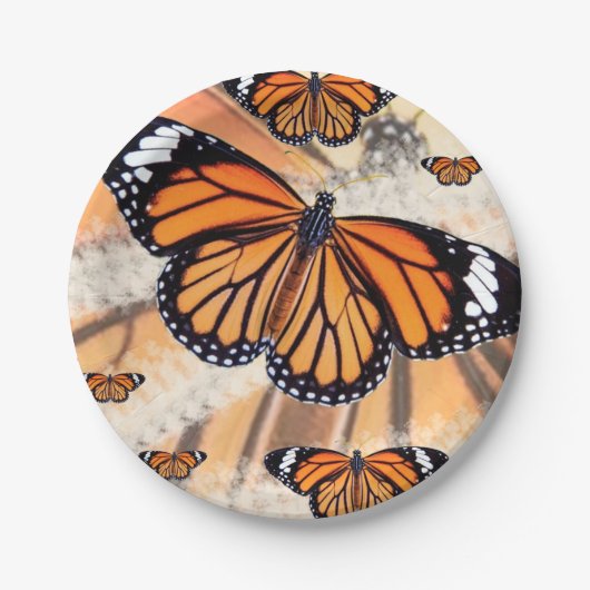 Assiettes En Carton Plaques en papier de conception papillon monarque (Devant)