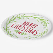 Assiettes En Carton Plaques en papier de couronne de Noël Joyeuses (Angle)