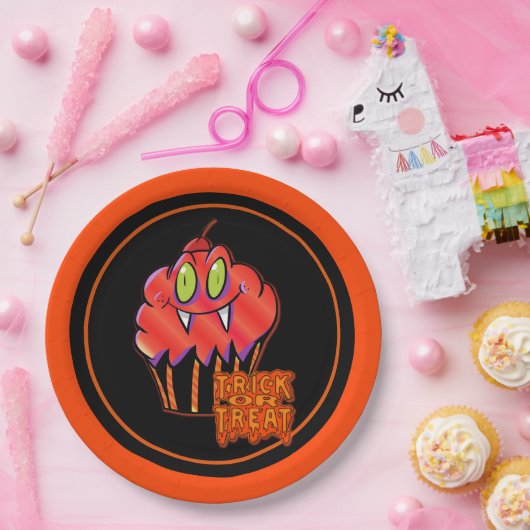 Assiettes En Carton Plaques en papier de cupcake orange Vampire Hallow (Fête)