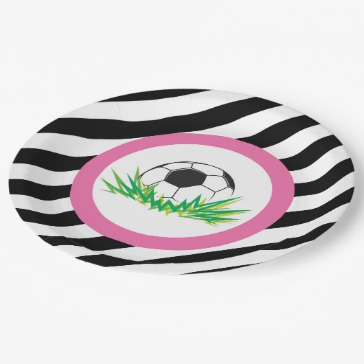 Assiettes En Carton Plaques en papier de fête d'anniversaire de soccer (Angle)