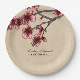 Assiettes En Carton Plaques en papier de fleurs de cerisier Vintages r