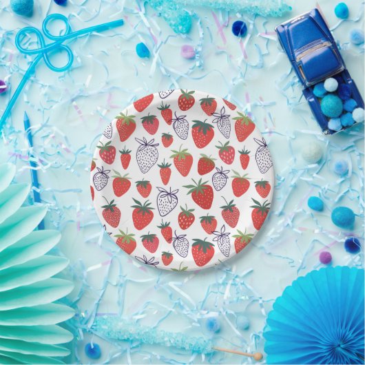 Assiettes En Carton Plaques en papier de fraises rouges (Fête)