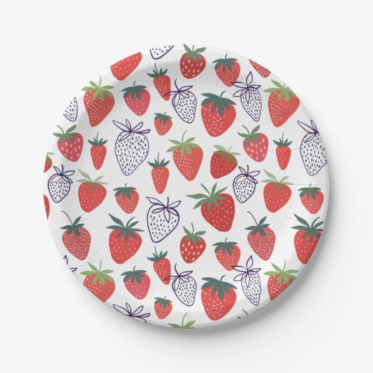 Assiettes En Carton Plaques en papier de fraises rouges (Devant)