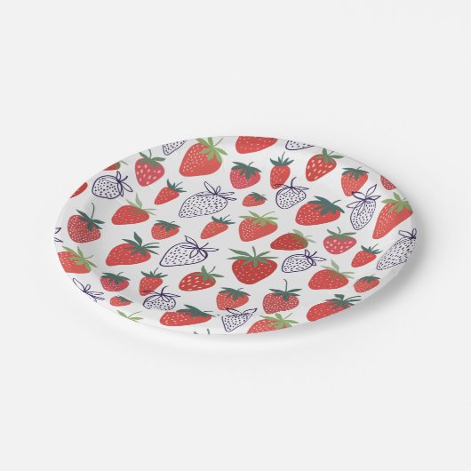 Assiettes En Carton Plaques en papier de fraises rouges (Angle)