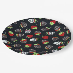 Assiettes En Carton Plaques en papier de fraises trempées au chocolat
