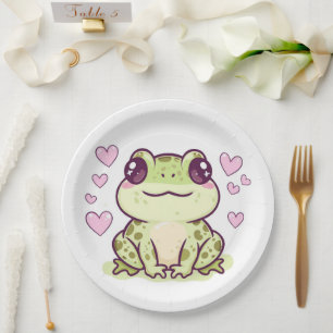 Assiettes En Carton Plaques en papier de grenouille mignonne