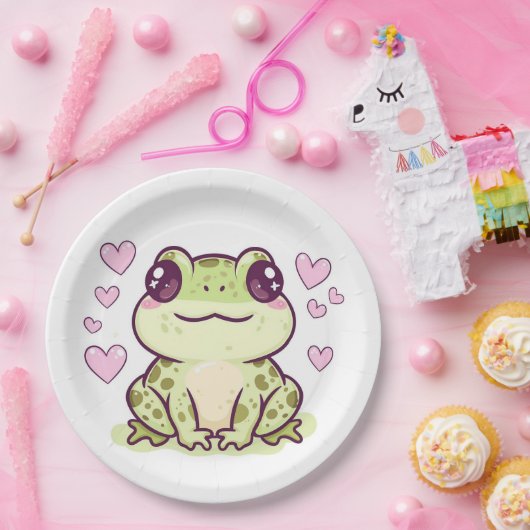 Assiettes En Carton Plaques en papier de grenouille mignonne (Fête)
