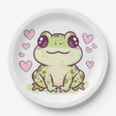 Assiettes En Carton Plaques en papier de grenouille mignonne (Devant)