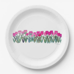 Assiettes En Carton Plaques en papier de la culture de la tulipe rose