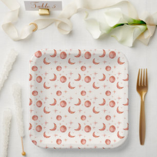 Assiettes En Carton Plaques en papier de la Lune de Terracotta et les 