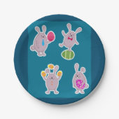 Assiettes En Carton Plaques en papier de lapins de Pâques (Devant)