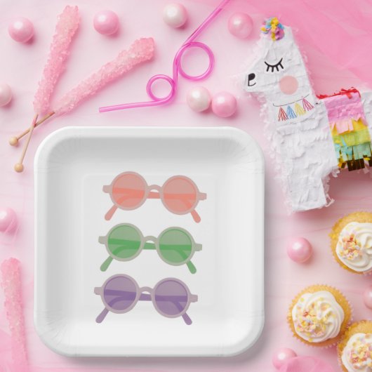 Assiettes En Carton Plaques en papier de lunettes de soleil rétro (Fête)