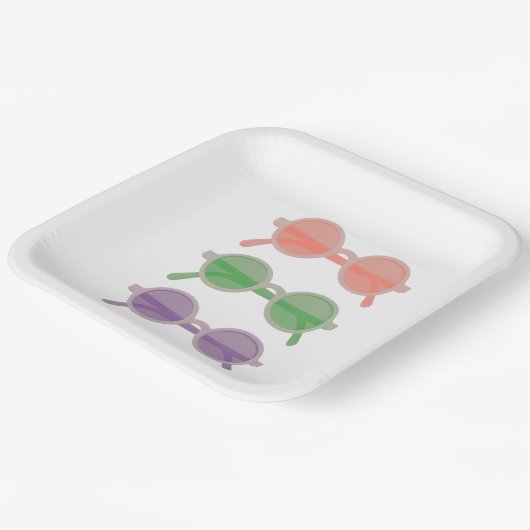 Assiettes En Carton Plaques en papier de lunettes de soleil rétro (Angulaire)