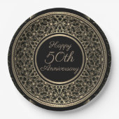 Assiettes En Carton Plaques en papier de médaillon d'or du 50e anniver (Devant)