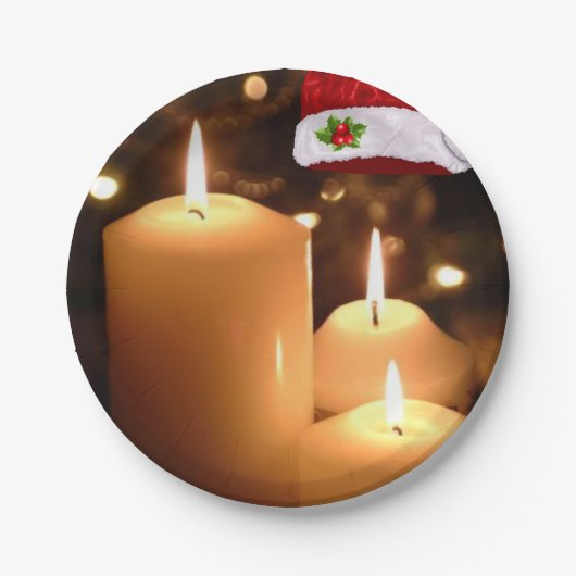 Assiettes En Carton Plaques en papier de Noël, bougie de Noël (Devant)