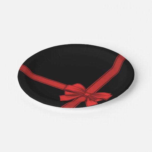 Assiettes En Carton Plaques en papier de Noël, Bow rouge (Angle)