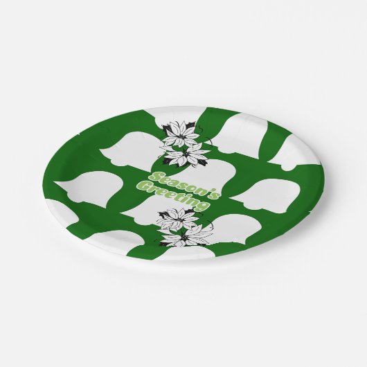 Assiettes En Carton Plaques en papier de Noël, cloches Joyeuses Fêtes (Angle)