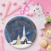 Assiettes En Carton Plaques en papier de Noël de l'église neigeuse (Fête)