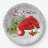 Assiettes En Carton Plaques en papier de Noël Festive de Santa Hat (Devant)