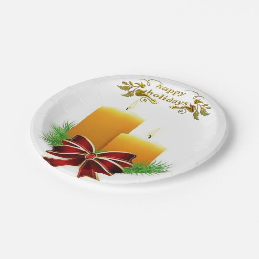 Assiettes En Carton Plaques en papier de Noël, Joyeuses fêtes (Angle)